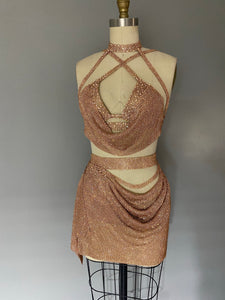 Saweetie Blush Gold Chainmail Two Piece look