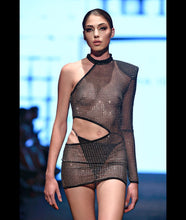 Load image into Gallery viewer, Anitta Asymmetrical Black And Silver Short Dress