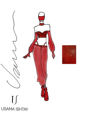 Tini Red Silk and Swarovski Chainmail Look