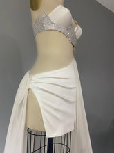Load image into Gallery viewer, White Silk Satin And Chiffon Rhinestone Top Asymmetrical Dress